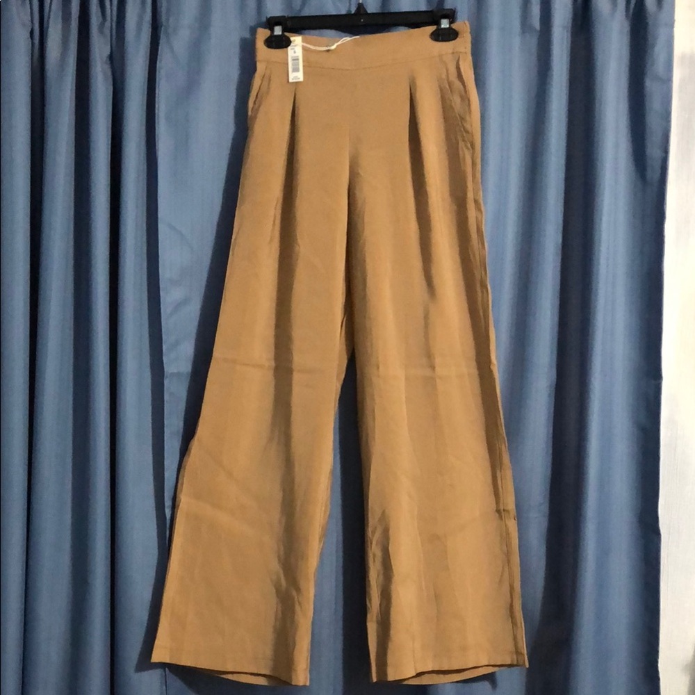 Max Studio Women's Khaki Wide Leg Pull-on Elastic Waist  Pants Size Small
